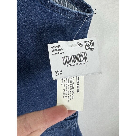American Eagle Denim Pinafore Jumper Dress Size Medium Blue Raw Hem Pockets NWT - Picture 5 of 11